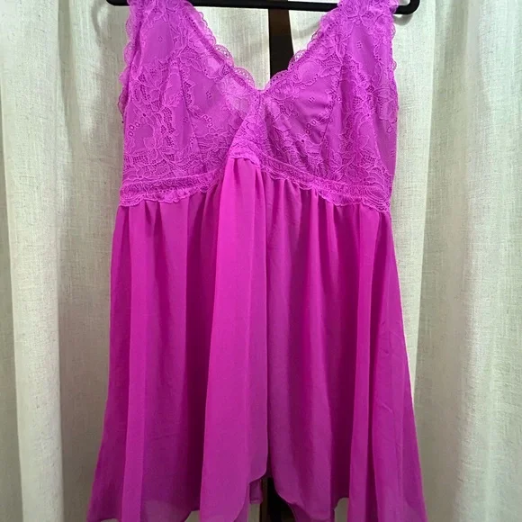 Elegant Lace Trim pink/Purple Babydoll - Picture 5 of 5